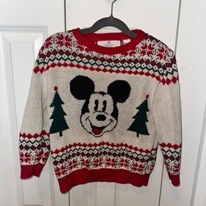 H&M Red and White Mickey Mouse holiday Christmas Sweater
